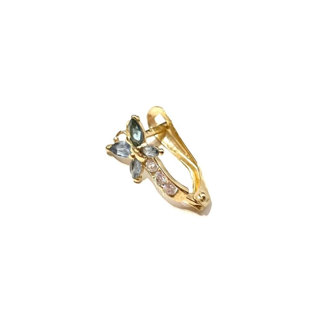 Vintage 14K Gold Butterfly CZ Single Earring
